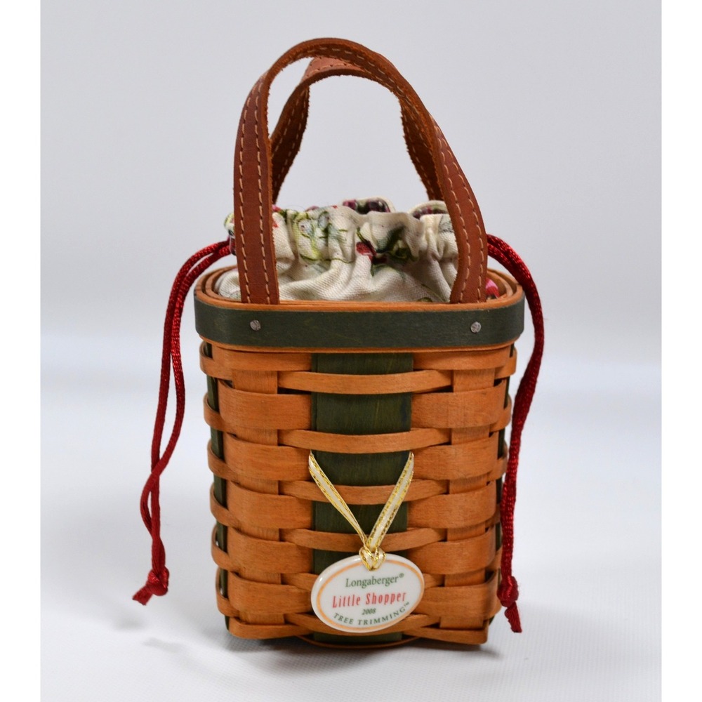 2008‎ Longaberger Tree Trimmings LITTLE SHOPPER BASKET Signed Wendy Gary Larry